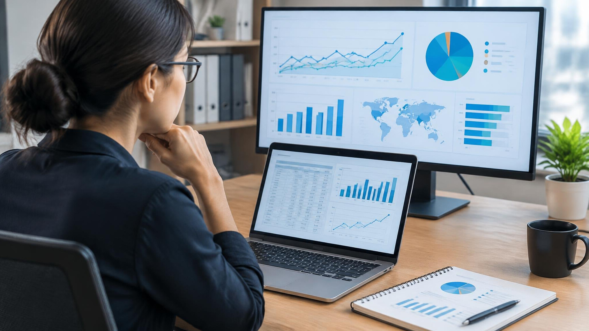data analyst using computer