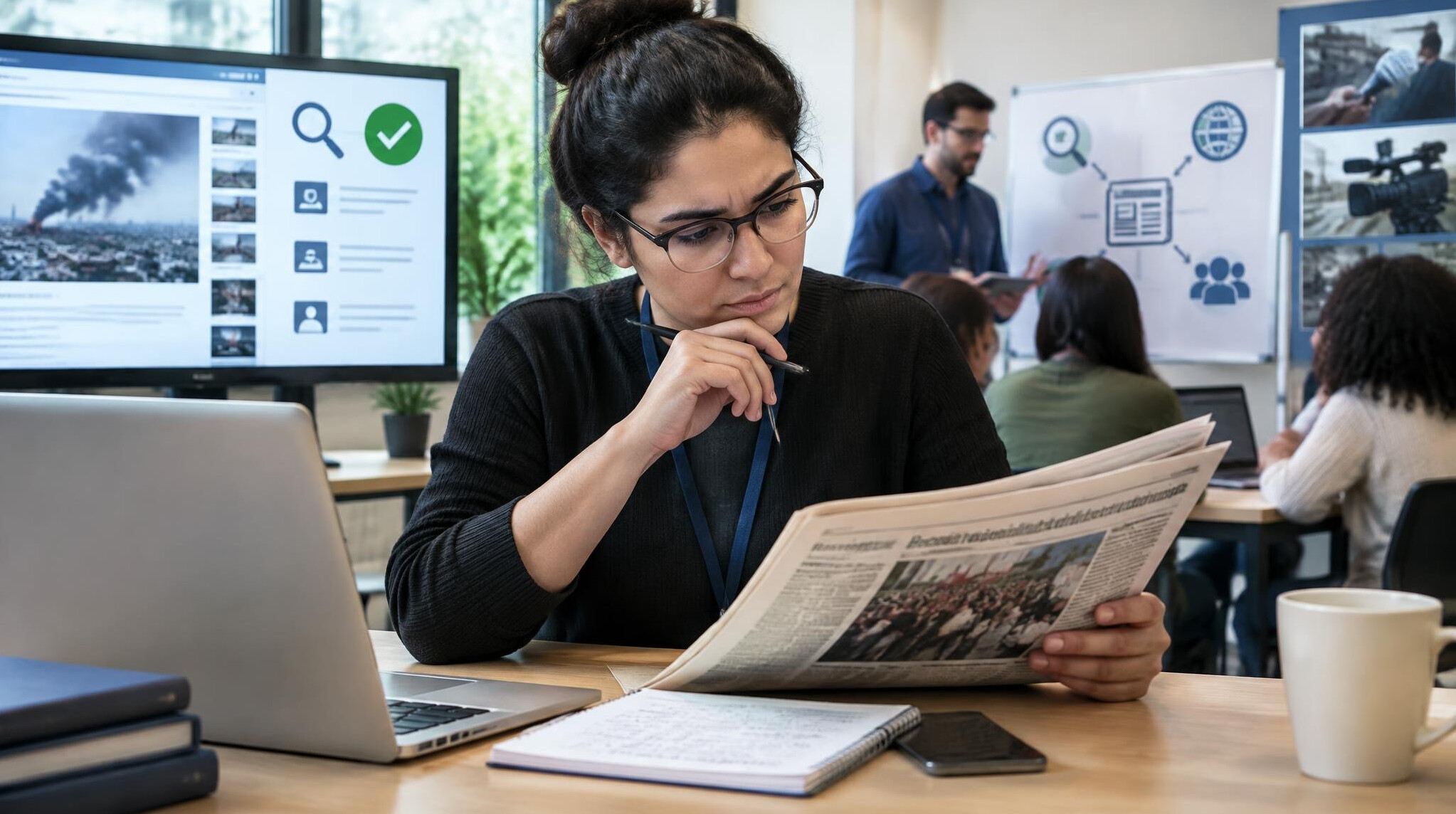 fact checker reviewing news